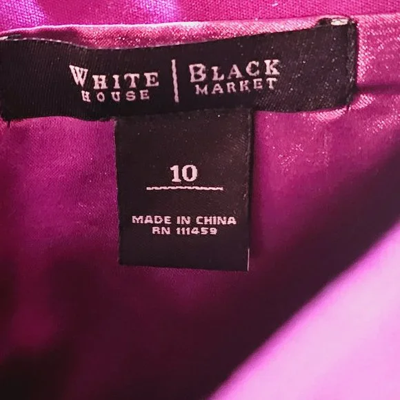 White House Black Market Magenta Open Back Pleated Cocktail Sheath Dress, Sz 10 - Picture 10 of 10